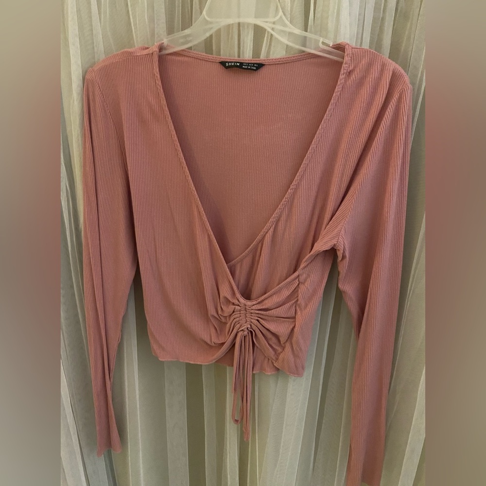SHEIN pink drawstring longsleeve